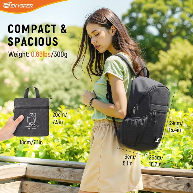 SKYSPER Anti Theft Hiking Backpack, 18L RFID Packable Travel Daypack, Lightweight Foldable Back Pack for Walking Daytrip - Image 6
