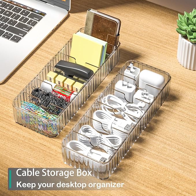 Cable Storage Boxes Organizers 2 Pack,Cord Charger Case with 20pcs Ties | Cable Storage Organizer,Cable Organizers Box,Cable Storage Box, Cord Organizers Box,Cord Charger Case Organizer,Stackable - Image 4