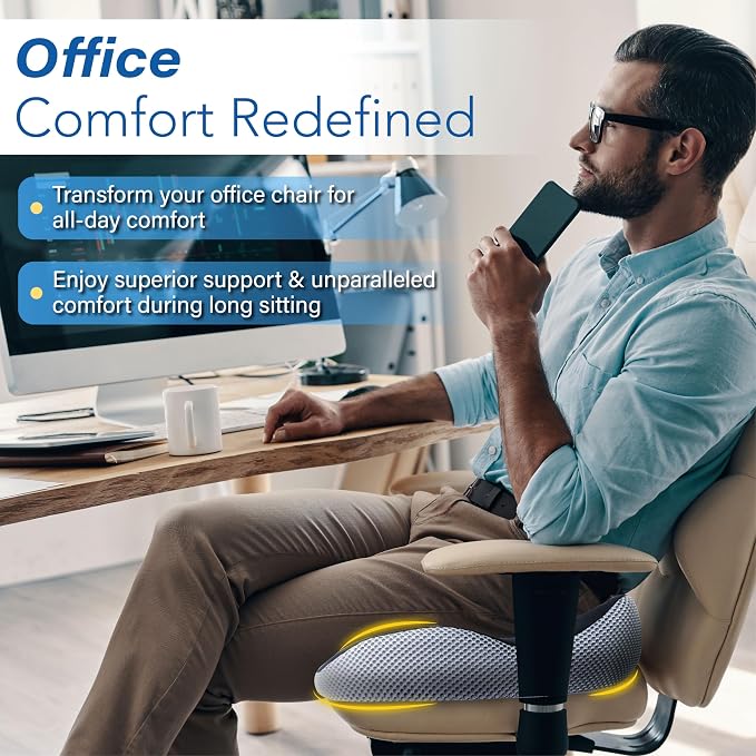 Allaboutsla Car Seat Cushion for Driving, Car Seat Pillow for Short Drivers | Ergonomic Memory Foam Seat Cushion for Pain Relief, Adult Booster Seat for Car, Butt Cushion for Car, Truck, Office, B&G - Image 6