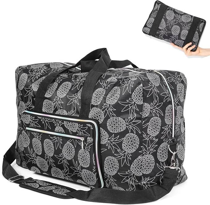 22" Foldable Large Travel Duffel Duffle Bag Sports Gym Tote Bag For Women Overnight Carryon Weekend Bag Shoulder Bag Water Resistant by Unknown