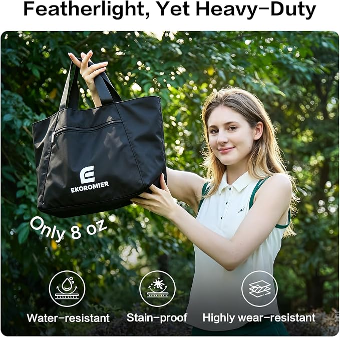EKOROMIER Dual-Handle Expandable Tote Bag,Ultra-Lightweight Travel Bag | Expandable 30L-50L waterproof handbags & wear-resistant shopper. Perfect weekender, carry on, gym or beach bag. - Image 4