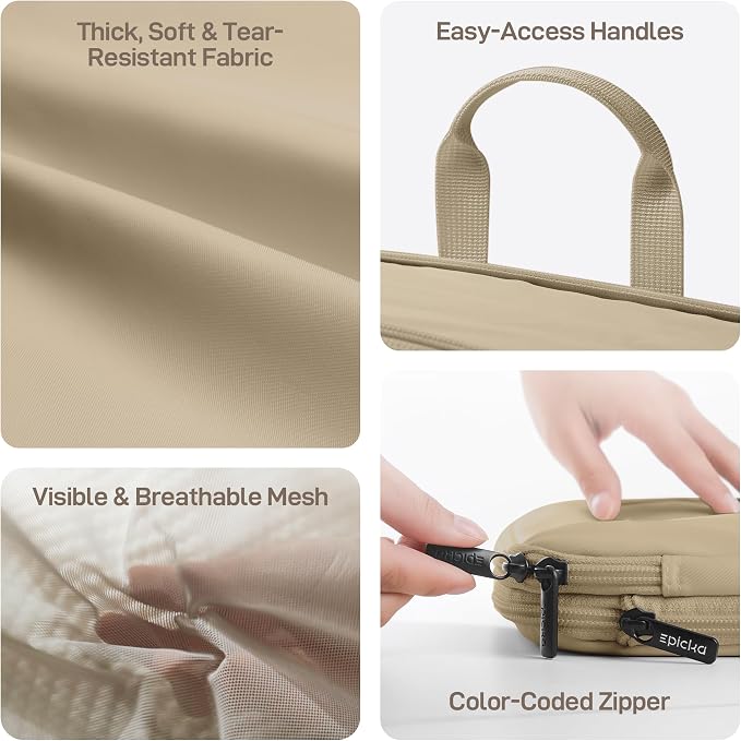 EPICKA TripCozy Compression Packing Cubes, 6 Set, Khaki | Durable Expandable Travel Organizer Bags with Mesh Tops for Space-Saving Storage of Clothes & Accessories in Luggage - Image 4