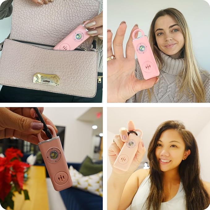 Rechargeable Personal Alarm Keychain for Women, 130dB, USB-C Charging, Pink | 130dB Loud Siren, LED Light, Carabiner Clip, Low Battery Alert, TSA Safe, Self Defense Whistle Alternative - Image 5