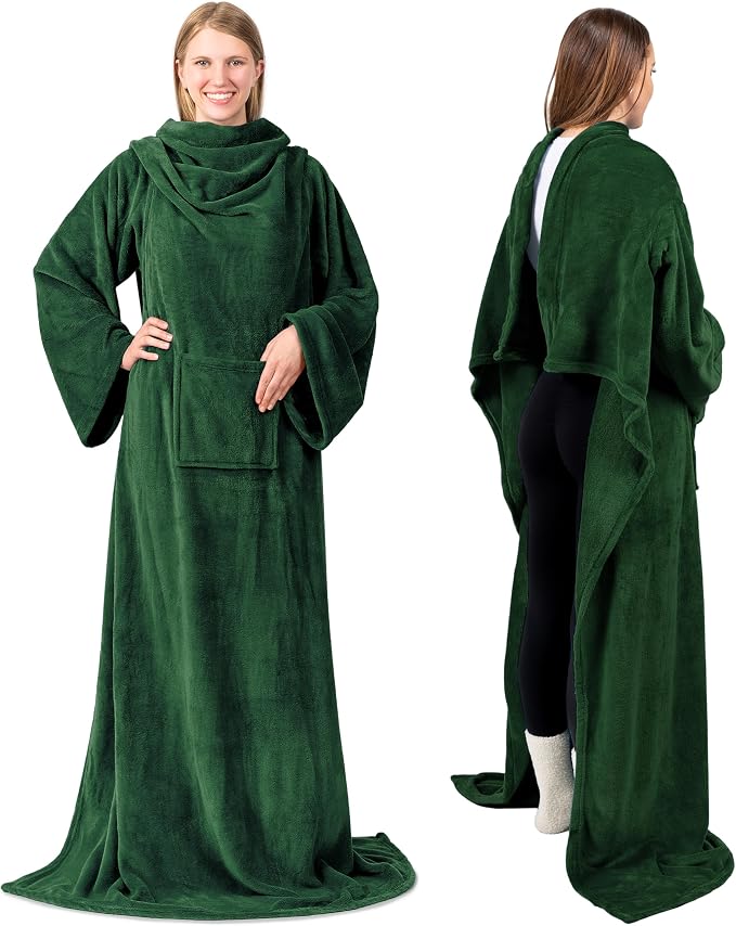 PAVILIA Wearable Blanket with Sleeves for Adult Women Men, Cozy Fleece Warm Wrap Throw with Arms, Gifts for Christmas, Wife - Image 3
