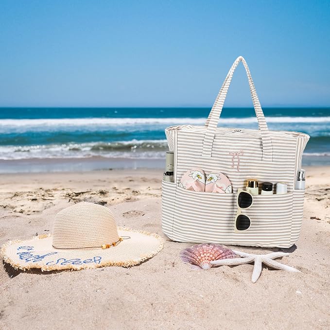 Bluboon Beach Bags for Women, Large Waterproof Tote Bag With Wet Compartment for Pool Weekender Travel Gym - Image 3