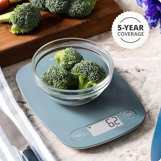 Greater Goods Food Scale, Slim & Compact Build, 1g Precision (Stone Blue) | Digital Kitchen Scale for Cooking, Meal Prep & Portion Control, Tare, Auto Shut-Off, g/oz/lb/ml Conversion & Calorie Tracking - Image 9