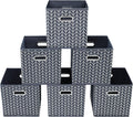 11 Inch Cube Storage Bins , Fabric Cube Organizer Bins with Handle, Foldable Cube Bins for Cloth or Accessary Storage, 11x11x11 set of 6,（Gray Wave） by Yunkeeper
