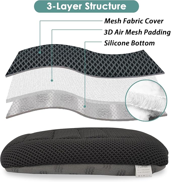 17.7"L×16.9"W ×3"H Car Booster Seat Cushion Raise Height for Short People | AEROiVi Breathable 3D Air Mesh Booster Seat Cushion Non-Slip Bottom Car Seat Pad with Truck Cars SUV Quick Drying Washable - Image 4