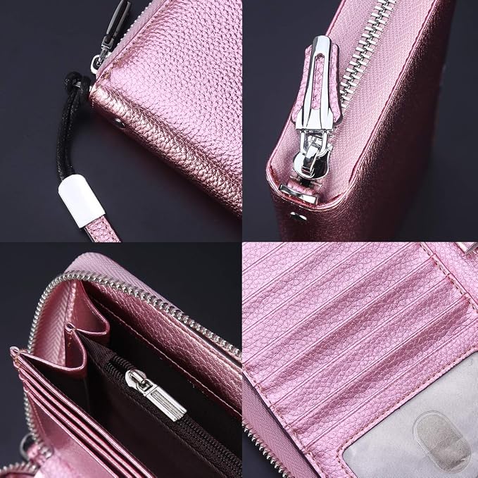 Small Compact Women Wallet RFID Blocking Genuine Leather Bifold Purse with ID Windows - Image 4