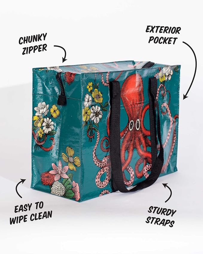 Blue Q Reusable Shoulder Tote Bag – Carry Everywhere Bag with a Hefty Zipper, Durable, Fun Design, 95% Recycled Material - Image 4