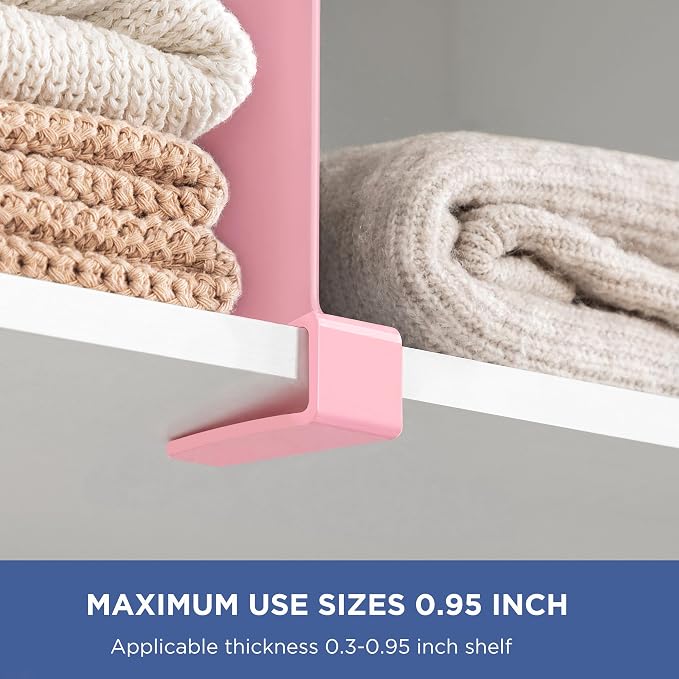 HBlife 6 Pack Closet Organizers and Storage, Pink Shelf Dividers, Vertical Purse Organizer for Closet Perfect for Sweater, Shirts, Handbags in Bedroom and Kitchen, Acrylic Bookshelf for Organization - Image 4