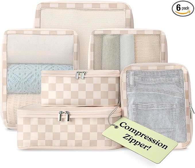 Vandel Space-Saving Compression Packing Cubes for Women 6-Pack Compressible | TSA-Approved Carry On Suit Case Organizer, Durable Luggage Packing Cubes for Travel Compression, Organizer Bags for Luggage by VANDEL