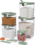 ProKeeper+ Airtight Food Storage Container Set – Clear Plastic Flour and Sugar Canister Set with Magnetic Accessories for Kitchen Organization (Pistachio, 9-Piece) by Unknown