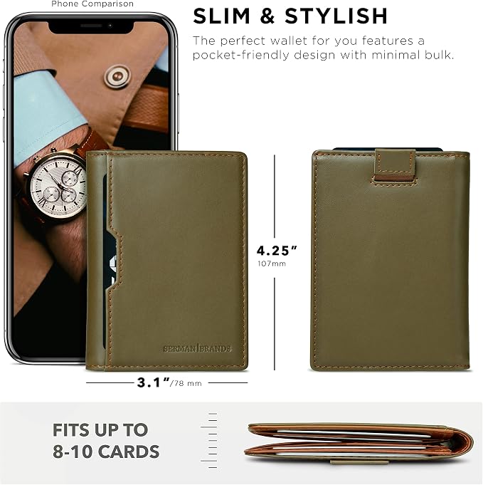 SERMAN BRANDS - Wallets for Men Slim Mens leather RFID Blocking Minimalist Card Front Pocket Bifold Travel Thin - Image 3