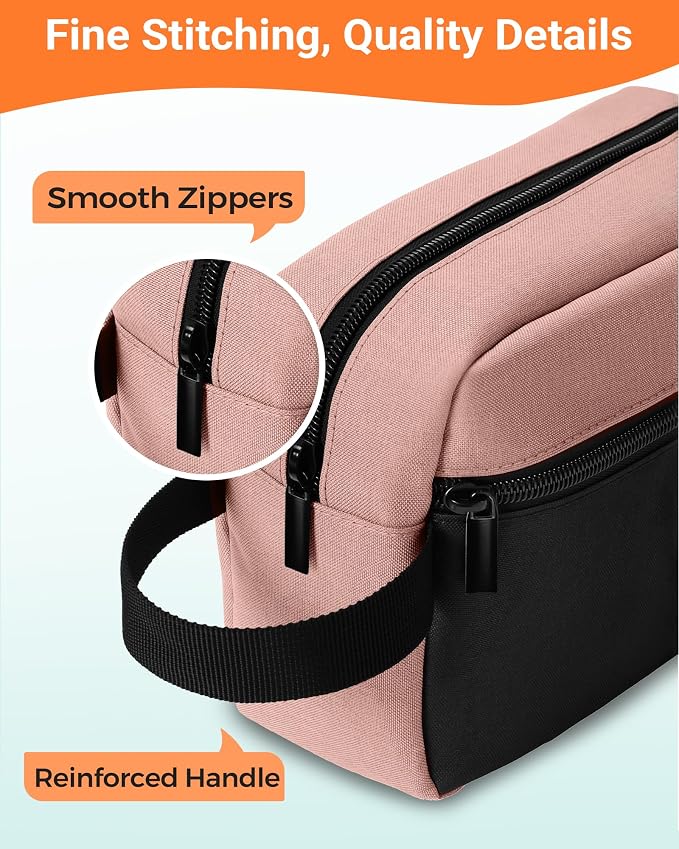 Elviros Travel Toiletry Makeup Bag for Women Hanging Toiletries Dopp Kit Small Bathroom Hygiene Tool and Medicine bag for Traveling Essential Shaving Pouch,Gifts for Women(Pink&Black) - Image 5
