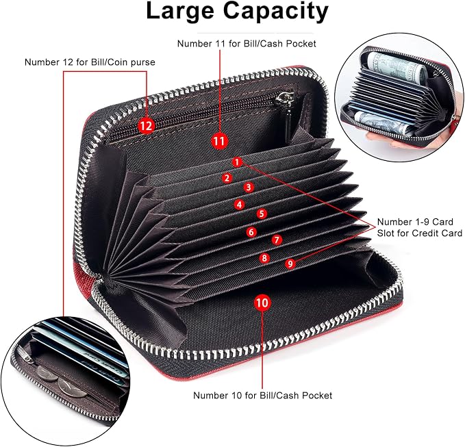 Credit Card Wallet, RFID Card Case Wallet, Zipper Card Cases Holder for Men Women, RFID Blocking, KeyChain Wallet, Compact Size Card Organizer Case for Women - Image 2