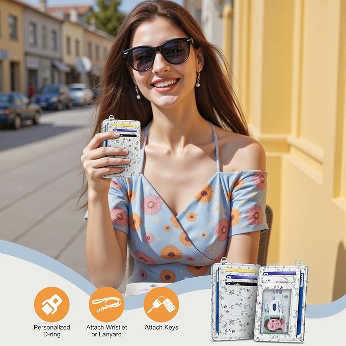SEAVILIA Small Credit Card Holder for Women, Slim RFID Blocking Wallet | Cute Mini ID Card Case, Thin Minimalist Pocket Wallet, Gift for Girls, Floral - Image 2