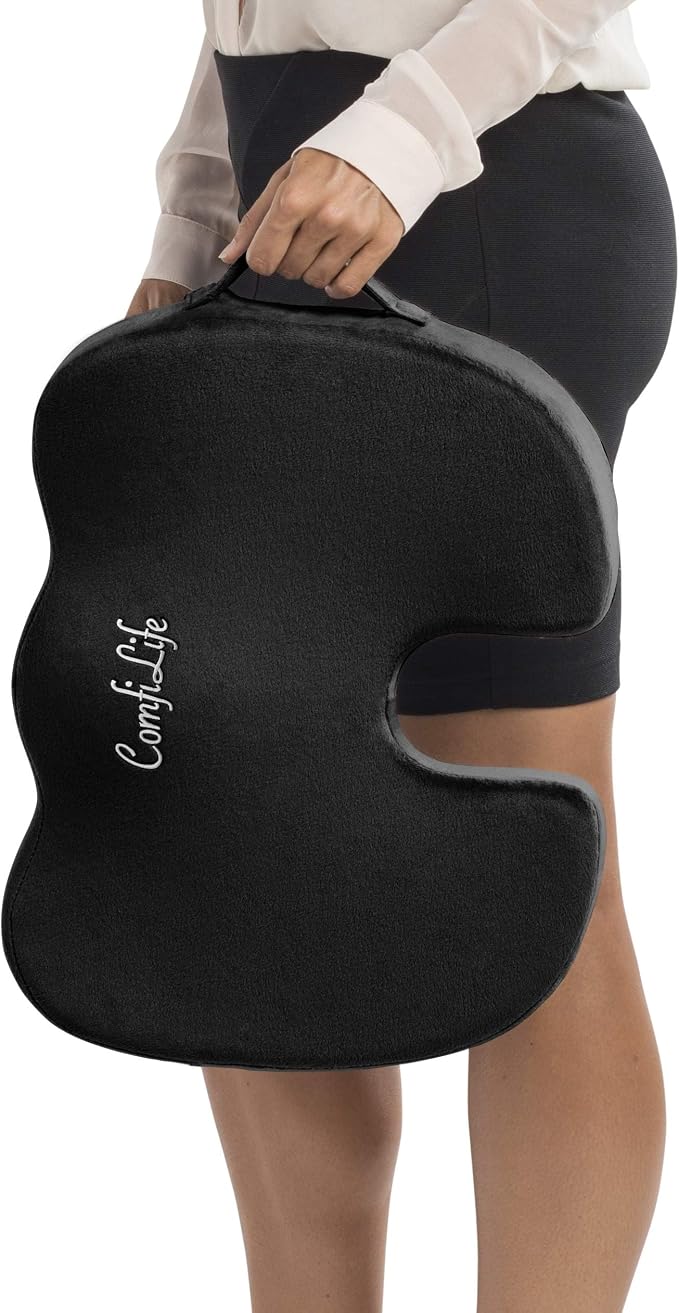 ComfiLife Premium Comfort Seat Cushion - Non-Slip Orthopedic 100% Memory Foam Coccyx Cushion for Tailbone Pain - Cushion for Office Chair Car Seat - Back Pain & Sciatica Relief (Black) - Image 9
