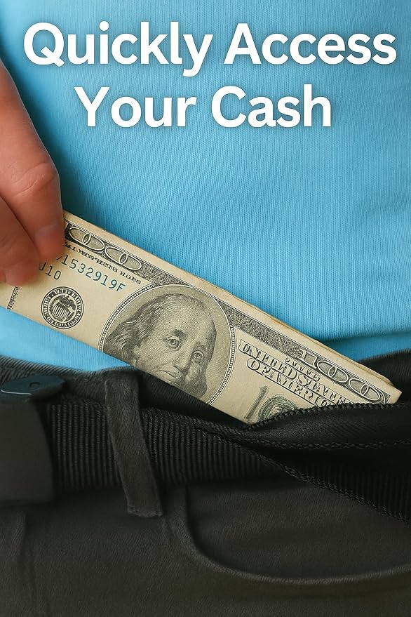 Security Money Belt with Hidden Money Pocket - Nylon Tactical Belt for Men & Women with Nonmetalic Buckle - Security Money Belt for Valuables, Cash, Passport - Cashsafe Anti-Theft Wallet Size Medium - Image 4