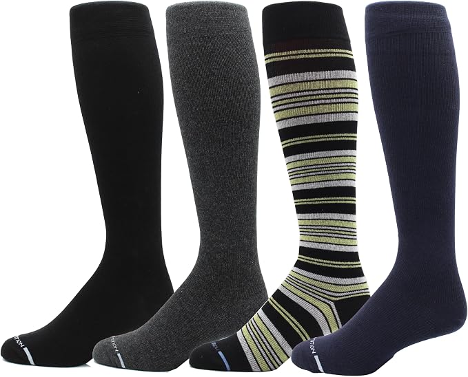 Dr. Motion 4 Pairs Men's Athletic Traveler Graduated Compression Knee High Socks by Dr.+Motion