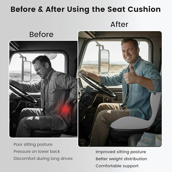Ergonomic Seat Cushion with Memory Foam & Lumbar Support – Orthopedic Cushion for Car, Truck & Office Chairs, Non-Slip Pad for Daily Comfort - Image 5