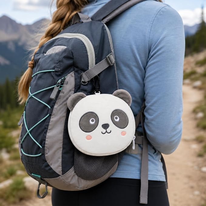 U Scinan Cute Animal 2-in-1 Travel Pillow and Eye Mask – Portable Neck Pillow with Adjustable Strap, Soft Plush Support for Airplane, Car, Train(Panda) - Image 3