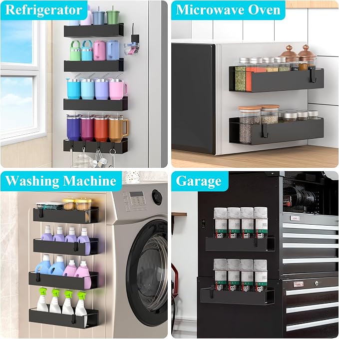 HuggieGems Metal Magnetic Water Bottle Holder for Refrigerator, Cup Holder Organizer for Stanley and Tumbler for Kitchen, 4 Pack, Jet Black - Image 5