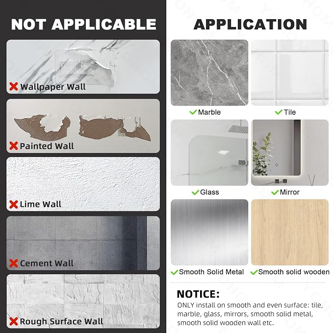 YOHOM White Floating Adhesive Bathroom Wall Storage Shelf No Drilling Display Ledge Organizer for Shower Caddy Kitchen Holder 14.96inch - Image 4