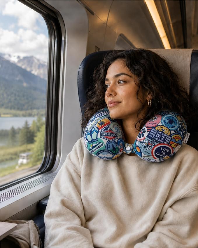 Life is Good Neck Pillow with Soft Memory | All-Over Print, U-Shaped, Cozy Cushioning Cradles Your Head and Spine for Long Trips - Image 3
