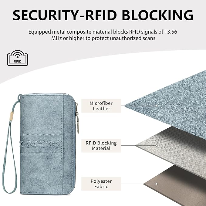 Wallets for Women Trifold Wristlet Wallets Large Capacity RFID Blocking Ladies Purse Credit Card Holder - Image 6