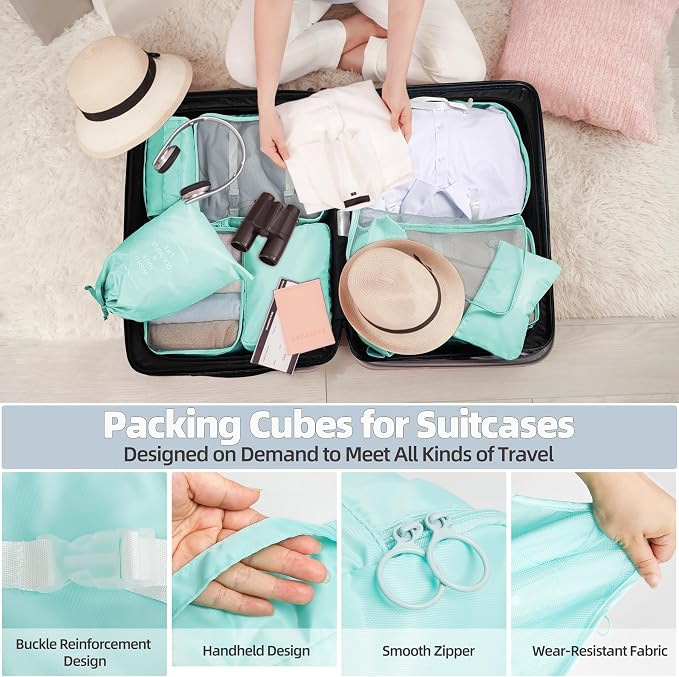 10 Pcs Set Packing Cubes - Travel Packing Organizers, Expandable Suitcase Organizer, Luggage Organizer Bags - Image 4