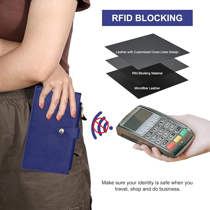 Travelambo RFID Wallet Women Large Size Bifold Multi Card Wallet Case with Zipper Pocke Credit Card Holder for Women - Image 4