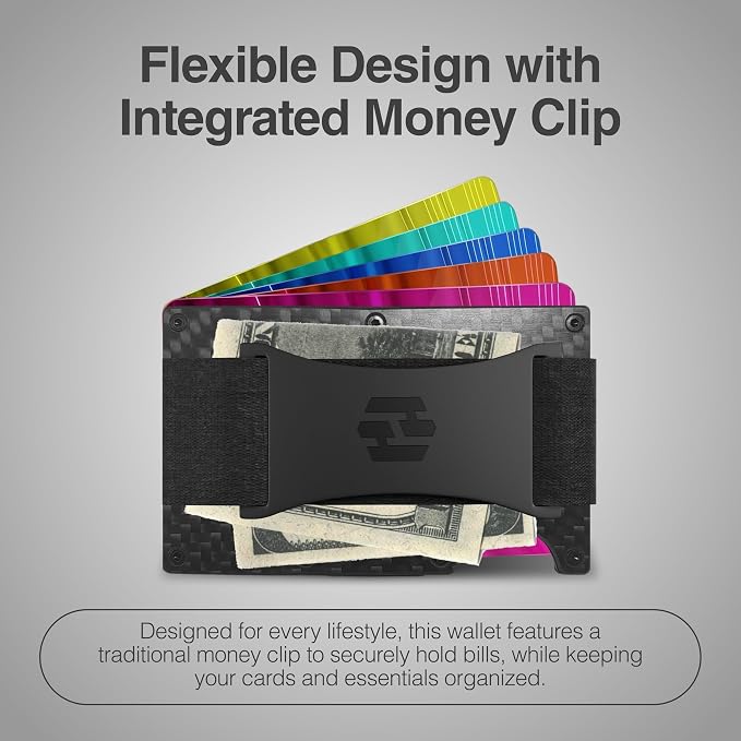 Wallet for Men - Slim RFID Blocking Metal Wallet with Cash Strap, Minimalist Front Pocket Credit Card Holder, Small Mens Wallet | Reinvented Design - Image 4