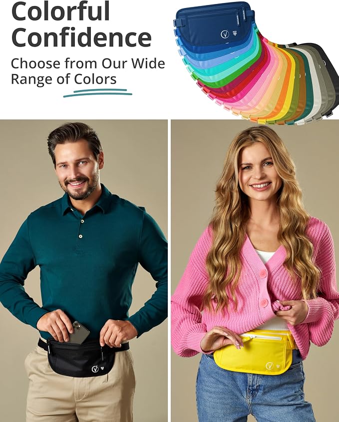 Vantamo Money Belt with RFID For Men & Women, Hidden Passport Holder for Travel, 2 Compartment Travel Fanny Pack for Women Anti Theft - Image 6