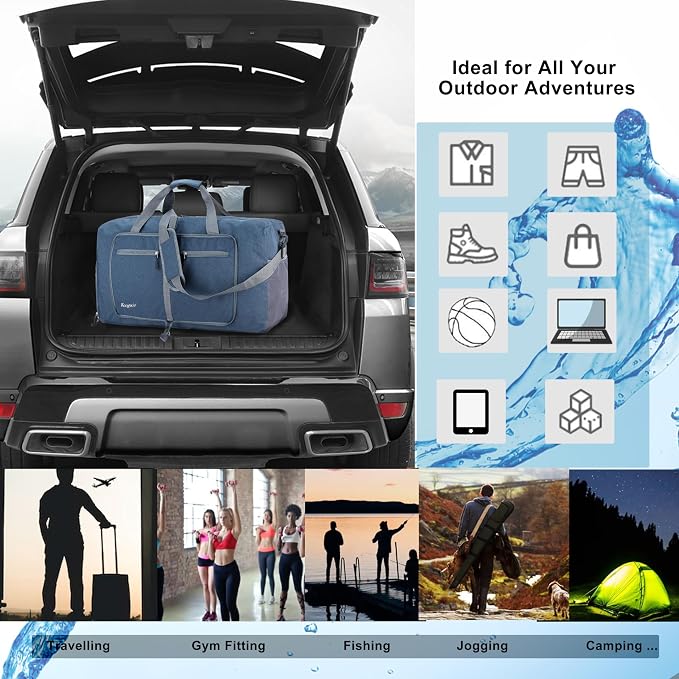 Woogwin Travel Duffel Bag Large Foldable Waterproof Overnight Bag for Beach Swim Bags Pool Sports Gym - Image 6