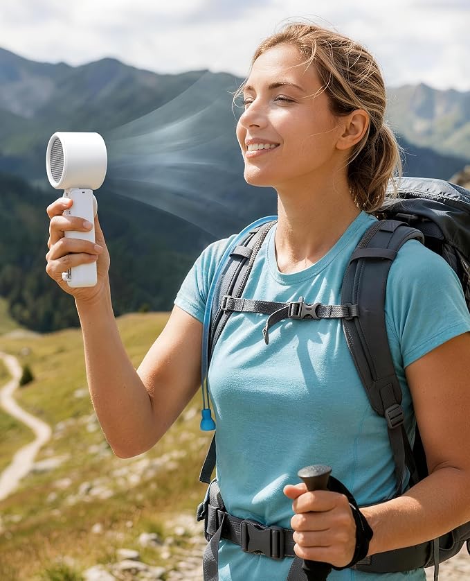 Portable Handheld Turbo Fan with Ice Cooling, 100 Levels Stepless Speed, 15H Long Battery Life, 10500RPM Turbo Fan Rechargeable Personal Mini Fan for Travel, Outdoor, Makeup - Image 8