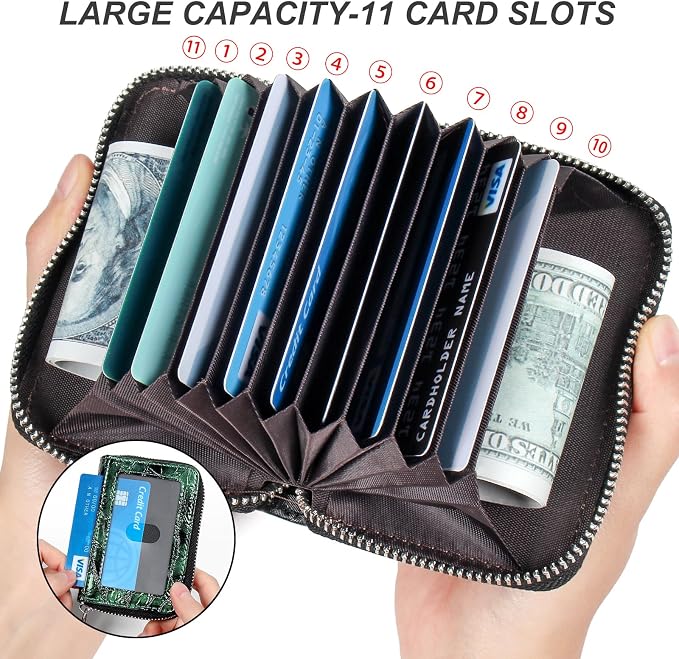Credit Card Wallet, RFID Card Case Wallet, Zipper Card Cases Holder for Men Women, RFID Blocking, KeyChain Wallet, Compact Size Card Organizer Case for Women - Image 3