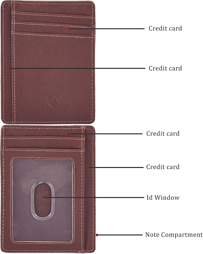 Front Pocket Wallet for Men Women Slim Minimalist Real Leather RFID Blocking Credit Card Holder - Image 4