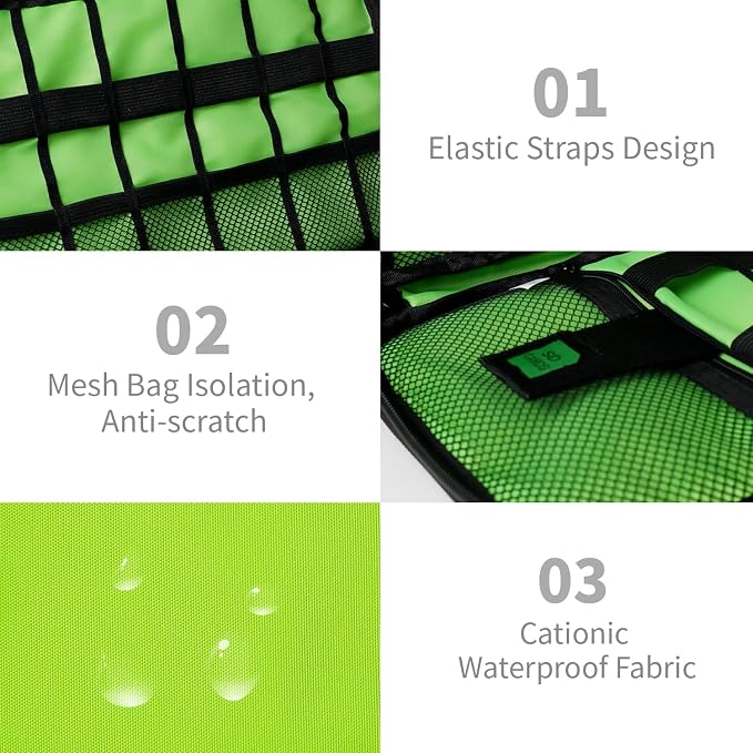 Lcsmaokin Electronics Organizer Travel Case,Electronic Accessories Storage Bag,Portable Waterproof Cable Organizer Bag,Travel Cord Organizer Bags for Small Charging Cord Storage,SD Card-Green - Image 3