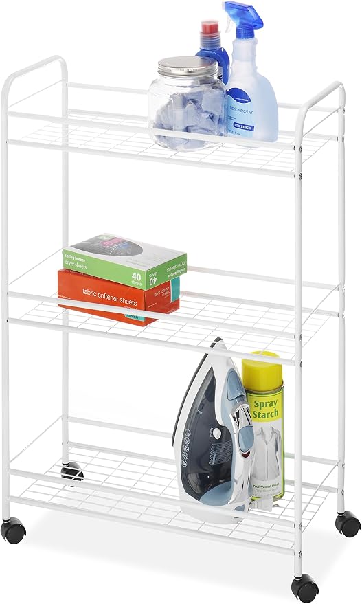 Whitmor Slim Rolling Household Cart - White 30.50 x 9.25 x 20.75 - Image 3