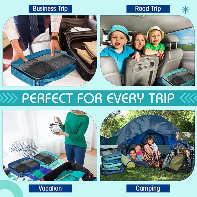 5 Pcs Packing Cubes for Suitcase Large Travel Cubes Carry on Luggage Organizer Bags for Clothes Accessories(Mixed,Blue) - Image 7