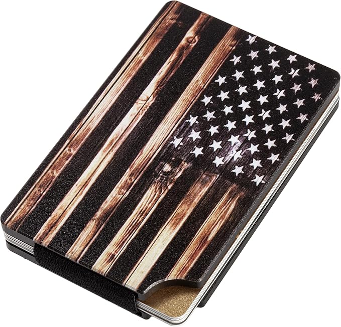 Slim Wallet for Men,RFID Blocking Minimalist Metal Wallet, Money Clip/Cash Holder, Front Pocket Aluminum Credit Card Holder, Ideal Gift for Men,American USA Flag - Image 4