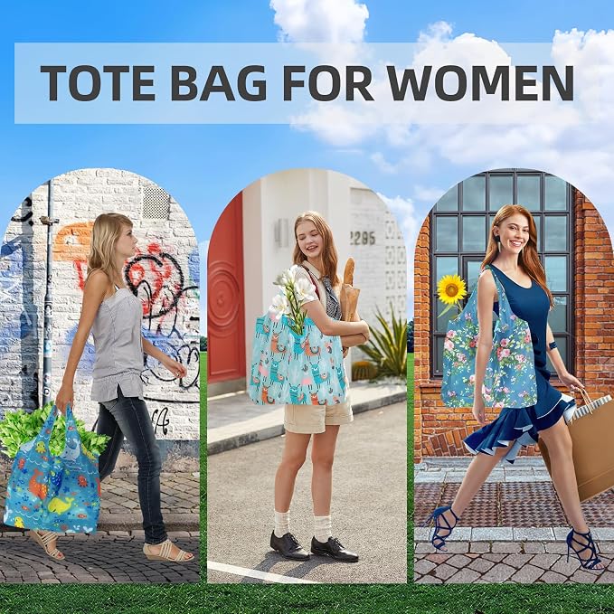 6 Pack Reusable Grocery Bags Heavy Duty with Handles, Reusable Shopping Bags for Women, Foldable, Washable for Store, Travel - Image 5