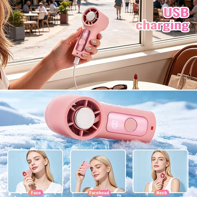 Clip-On Portable Fan Rechargeable Personal Handheld Mini Fan with LED Display Stroller Fan 360° Rotatable Small Bladeless Fan Clip on for Shirt 6-Speed For Outdoor & Travel & Office - Image 6