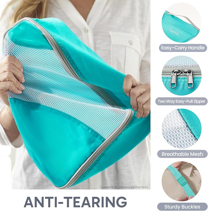 OlarHike 10 Set Packing Cubes for Travel,Gifts for Women Mom,Anti-Tearing Suitcase Organizer,with Over 1000 pcs Mesh Holes,Vacation Essentials & Accessories for Cruise Ship - Image 5