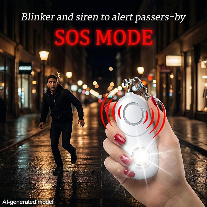 Personal Alarm for Women Keychain Alarm: Qoosea 135dB Emergency Keychain Siren with Strobe Light Loud Siren for Women Kids Students Seniors Emergency Self-Defense for Night Sports - Image 7
