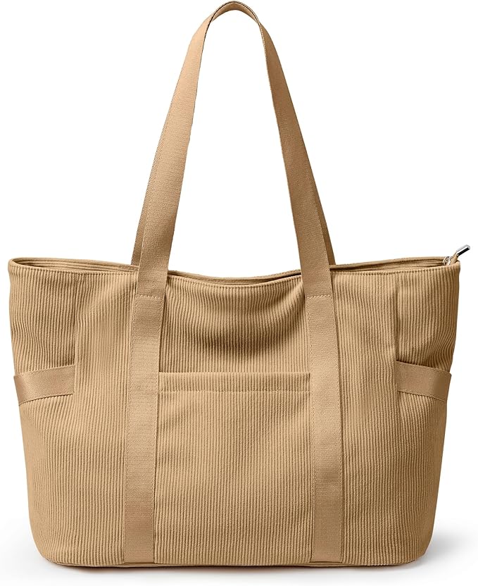 Tote Bag for Women, Casual Hobo Handbags with Compartments | Water Repellent Corduroy Large Capacity Fits 15.6" Laptop Zipper Closure for Travel Work School by Unknown