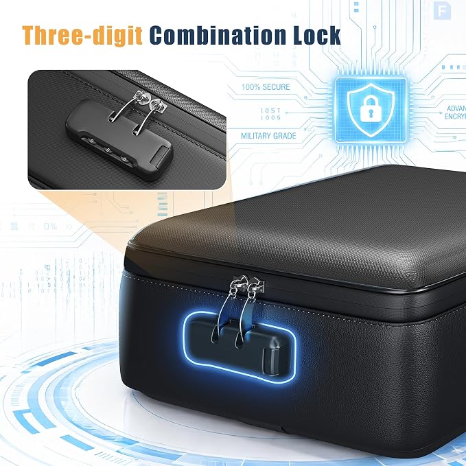 Fireproof Document Box, Hard Briefcase Fireproof Safe for Home Documents | Fire proof file box for documents, detachable accordion file organizer, waterproof digital document organiser briefcase - Image 7