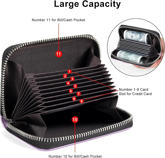 Credit Card Wallet, RFID Card Case Wallet, Zipper Card Cases Holder for Men Women, RFID Blocking, KeyChain Wallet, Compact Size Card Organizer Case for Women - Image 7