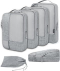 BAGSMART Compression Packing Cubes for Travel, Durable Travel Cubes for Carry-On Suitcase, 6 Set Cuise Ship Travel Essentials (1L+3M+1S+Shoe Bag), Grey | Fits 20/24/28in Carry-On Suitcases, Compressible Bags Streamline Cruise Travel Essentials, Sturdy ... by BAGSMART
